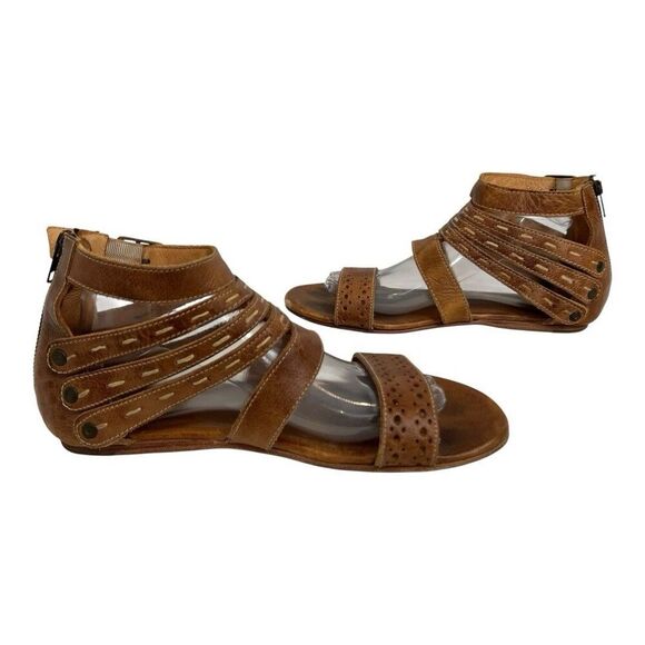 Bed Stu Women's Size 10 Brown Leather Gladiator Sandals Zip Back Buckle Boho - Picture 5 of 9